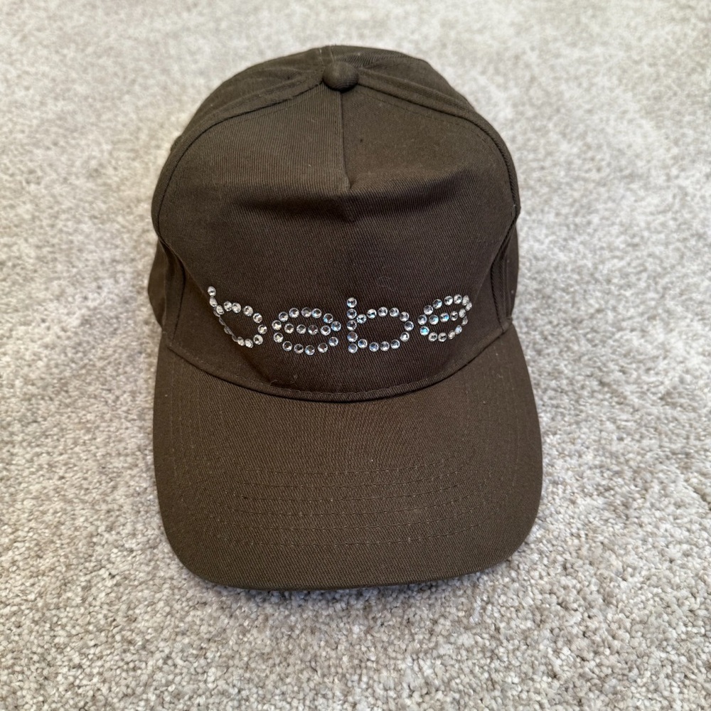 [SOLD] Bebe Army/Olive Green with Silver Logo Rhinestones Hat / Cap 100% Cotton